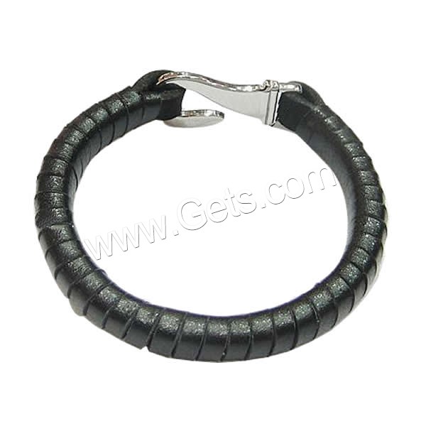 Cowhide Bracelets, 316 stainless steel clasp, different length for choice, black, 10mm, Sold By Strand