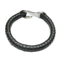 Cowhide Bracelets, 316 stainless steel clasp black, 10mm 