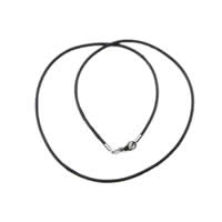 Rubber Necklace Cord, 316 stainless steel lobster clasp, black, 2mm Approx 18 Inch 