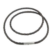 Cowhide Necklace Cord, stainless steel magnetic clasp 3mm Approx 18 Inch 