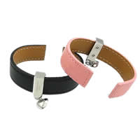 Cowhide Bracelets, with 316 Stainless Steel, with letter pattern 21mm, 17mm, 11mm Approx 6.5 Inch 