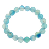 Blue Agate Bracelet, Round Approx 7.5 Inch 