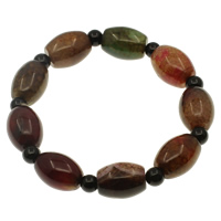 Tourmaline Color Agate Bracelet, with Black Agate, 6mm Approx 7.5 Inch 