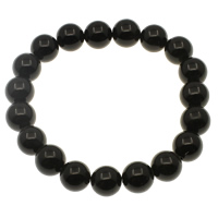 Black Agate Bracelets, Round Approx 7.5 Inch 