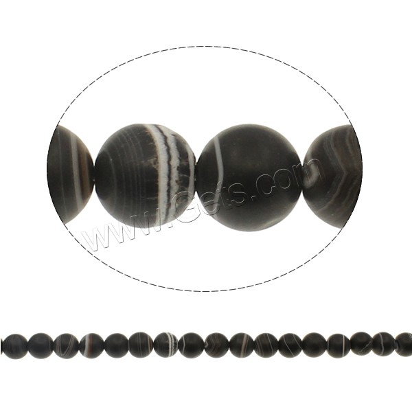 Natural Lace Agate Beads, Round, different size for choice & frosted, black, Grade A, Hole:Approx 1mm, Length:Approx 15 Inch, Sold By Strand