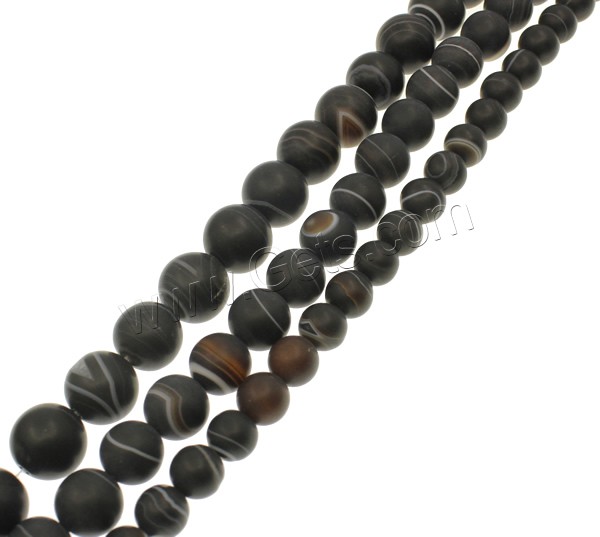 Natural Lace Agate Beads, Round, different size for choice & frosted, black, Grade A, Hole:Approx 1mm, Length:Approx 15 Inch, Sold By Strand