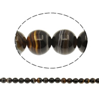 Natürliche Streifen Achat Perlen, rund, verschiedene Größen vorhanden, Grade A, Bohrung:ca. 1mm, Länge:ca. 15.3 ZollInch, verkauft von Strang