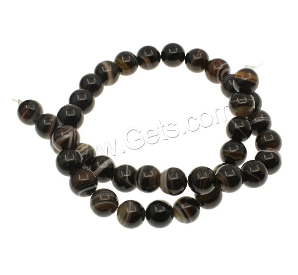 Natürliche Streifen Achat Perlen, rund, verschiedene Größen vorhanden, Grade A, Bohrung:ca. 1mm, Länge:ca. 15.3 ZollInch, verkauft von Strang