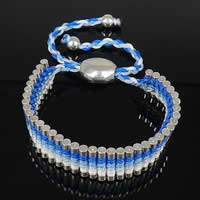 Bracelets d'amitié, Nylon, avec laiton & alliage de zinc, Placage de couleur platine, réglable & motif tissé, 13mm Environ 4.5-10 pouce, Vendu par brin