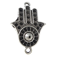Zinc Alloy Connector Setting, Evil Eye Hamsa, antique silver color plated, Islamic jewelry & 1/1 loop Approx 3mm, Inner Approx 2, 1mm 