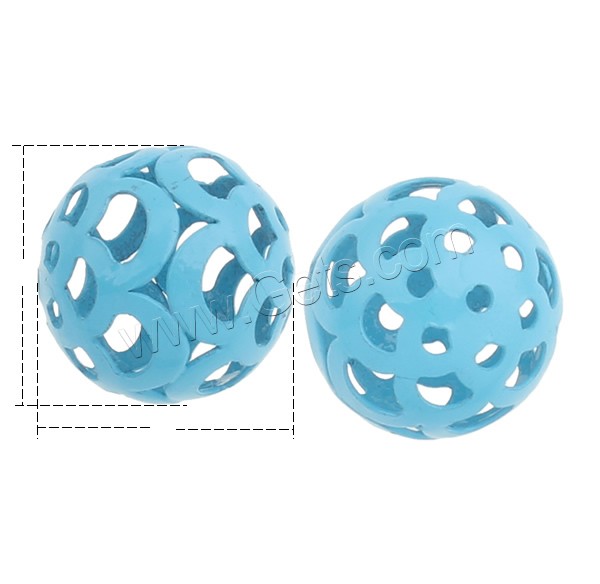 Iron Hollow Beads, Round, painted, different size for choice, more colors for choice, nickel, lead & cadmium free, Hole:Approx 1mm, Sold By PC