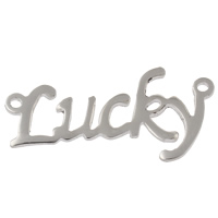 Letter Stainless Steel Connector, word lucky, 1/1 loop, original color Approx 1mm 