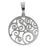 Stainless Steel Pendants, Flat Round, hollow, original color Approx 