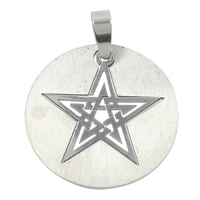 Stainless Steel Pendants, Flat Round, original color Approx 