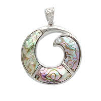 Abalone Shell Pendants, Brass, with Abalone Shell, Donut, platinum color plated Approx 6mm 
