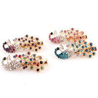 Alligator Hair Clip, Zinc Alloy, Peacock, gold color plated, with rhinestone nickel, lead & cadmium free, 50mm 