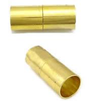 Messing Magnetverschluss, Zylinder, plattiert, keine, 24x9mm, Bohrung:ca. 8mm, 500PCs/Tasche, verkauft von Tasche