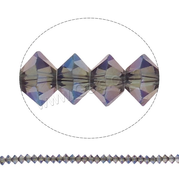 Bicone Crystal Beads, Double Cone, half-plated, different size for choice & faceted, more colors for choice, Hole:Approx 1mm, Sold By Strand