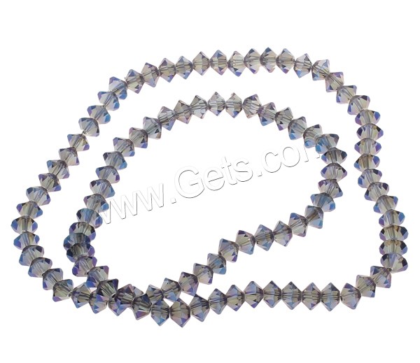 Bicone Crystal Beads, Double Cone, half-plated, different size for choice & faceted, more colors for choice, Hole:Approx 1mm, Sold By Strand