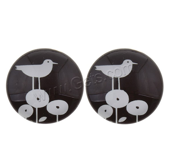 Time Gem Cabochon, Glass, Flat Round, black and white design & different size for choice & different designs for choice & flat back & decal, 1000PCs/Bag, Sold By Bag