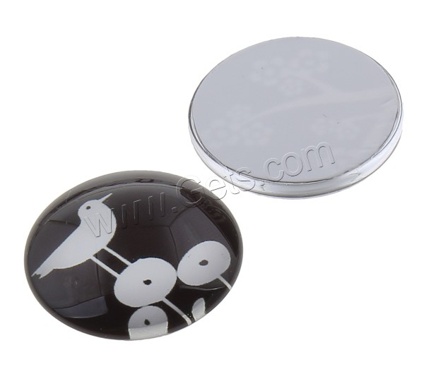 Time Gem Cabochon, Glass, Flat Round, black and white design & different size for choice & different designs for choice & flat back & decal, 1000PCs/Bag, Sold By Bag
