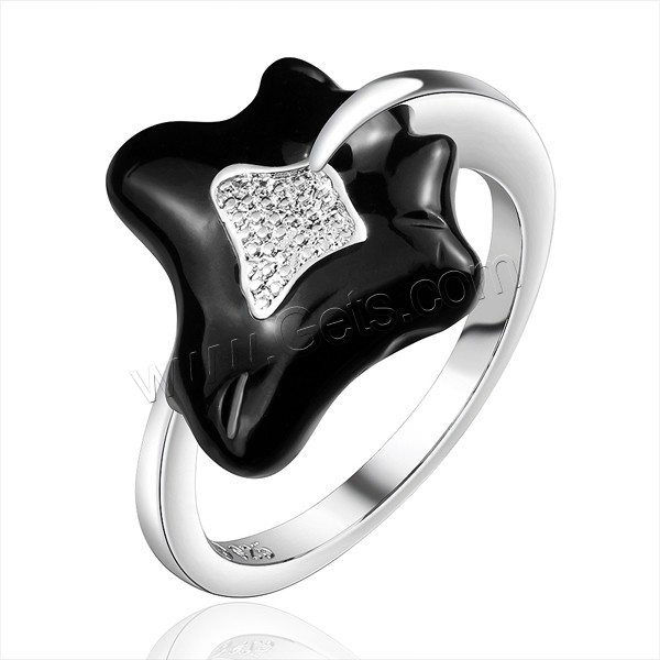 Favourer ® палец кольцо, Латунь, плакированный настоящим серебром, разный размер для выбора & эмаль, 16x16mm, продается PC