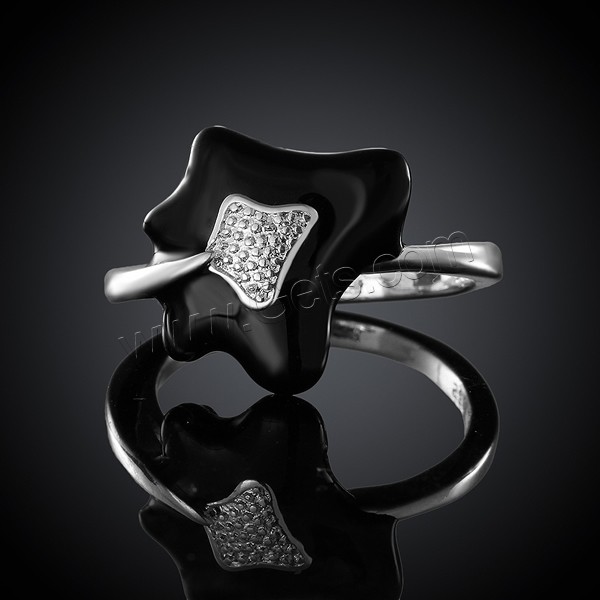 Favourer ® палец кольцо, Латунь, плакированный настоящим серебром, разный размер для выбора & эмаль, 16x16mm, продается PC