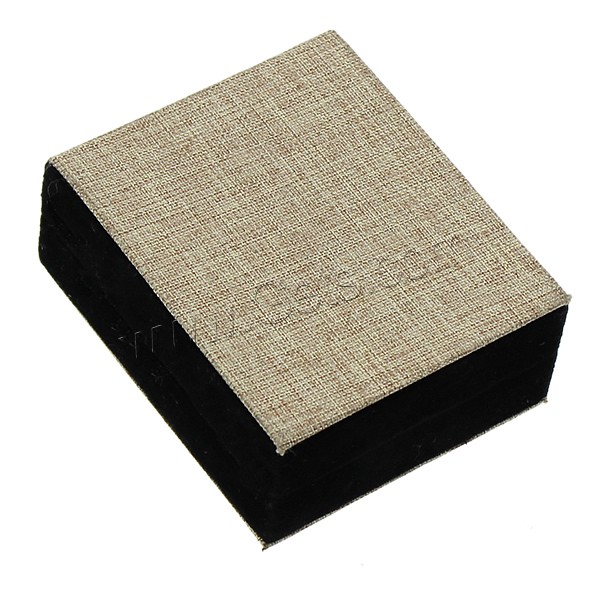 Velvet Pendant Box, Linen, with Velveteen & Plastic, Rectangle, different size for choice & with flower pattern, black, Sold By PC