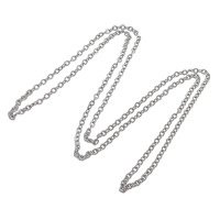 Collar de cadena de acero inoxidable, cadena oval, más colores para la opción, 5x4x1mm, longitud:aproximado 35 Inch, Vendido por Sarta