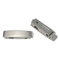 Stainless Steel Watch Band Clasp, Rectangle, with letter pattern & double-hole, original color 11mm Approx 1mm 