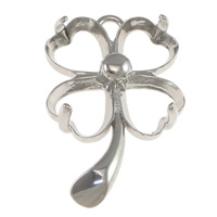 Brass Pendant Cabochon Setting, Four Leaf Clover, platinum color plated, nickel, lead & cadmium free Approx Inner Approx 