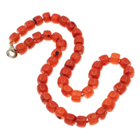 Natural Coral Necklace, brass lobster clasp, Rondelle, red Approx 18 Inch 
