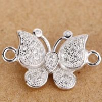Cubic Zirconia Micro Pave Sterling Silver Connector, 925 Sterling Silver, Butterfly, micro pave cubic zirconia & 1/1 loop Approx 1-2mm 