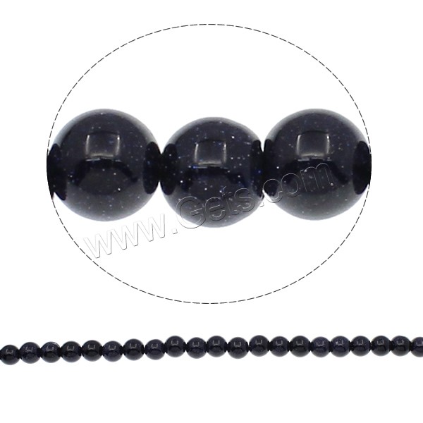 Blue Goldstone Beads, Round, natural, different size for choice, Hole:Approx 1mm, Length:Approx 15 Inch, Sold By Strand