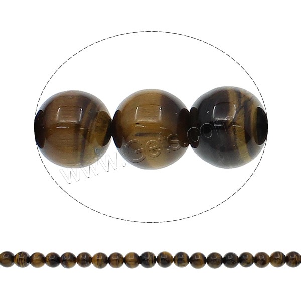 Perles d'Oeil de tigre, Rond, naturel, normes différentes pour le choix, Trou:Environ 1mm, Longueur:Environ 15.7 pouce, Vendu par brin