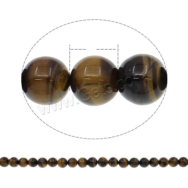 Perles d'Oeil de tigre, Rond, naturel, normes différentes pour le choix, Trou:Environ 1mm, Longueur:Environ 15.7 pouce, Vendu par brin