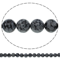 Perle en Obsidienne flocon de neige, obsidien flocon de neige, Rond, naturel, normes différentes pour le choix Environ 1mm Environ 15.7 pouce, Vendu par brin