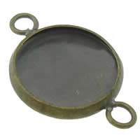 Conector de Metal, Redondo aplanado, chapado en color bronce antiguo, 1/1 aro, 14x22x2mm, 2mm, agujero:aproximado 3mm, diámetro interior:aproximado 12mm, Vendido por UD