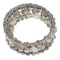 Memory Wire Bracelet, Freshwater Pearl, with Crystal & Iron  & faceted, multi-colored, 6-7mm  Approx 6.5 Inch 