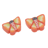 Perles bijoux Fimo , argile de polymère, papillon, fait à la main, orange rougeâtre Environ 1mm Vendu par sac