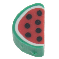 Obst Polymer Clay Perlen, Polymer Ton, Wassermelone, handgemacht, 11x7x5mm, Bohrung:ca. 1.5mm, 500PCs/Tasche, verkauft von Tasche