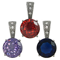 Cubic Zirconia Stainless Steel Pendant, with Cubic Zirconia, Flat Round, faceted & with rhinestone Approx 