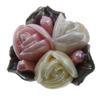 Blume Porzellan Perlen, bunte Farbe plattiert, geschichtet, 23x24x15mm, Bohrung:ca. 1mm, verkauft von PC