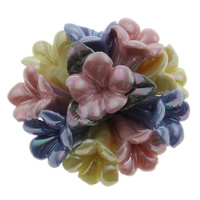 Porcelain Cabochon, Flower, colorful plated, flat back & layered 