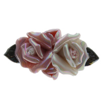Abalorio de flor de porcelana, chapado en colorido, capas, 44x23x17mm, agujero:aproximado 1mm, Vendido por UD