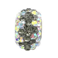Rhinestone European Beads, Clay Pave, Rondelle, silver color plated, with 84 pcs rhinestone & brass single core without troll & with Czech rhinestone Approx 4.7mm 