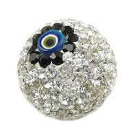 Rhinestone Evil Eye Beads, Clay Pave, with Lampwork, Round, with 200 pcs rhinestone & with A grade rhinestone, clear, 14mm Approx 2mm 