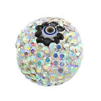 Strass Evil Eye Beads, Lehm pflastern, mit Lampwork, rund, mit 200 Stück Strass & mit Strass von Klasse A, 17mm, Bohrung:ca. 2mm, verkauft von PC