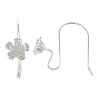 Brass Hook Earwire, Flower, plated 