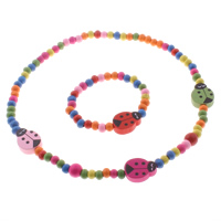Wood Children Jewelry Set, bracelet & necklace 5inch,16inch Approx 2mm [